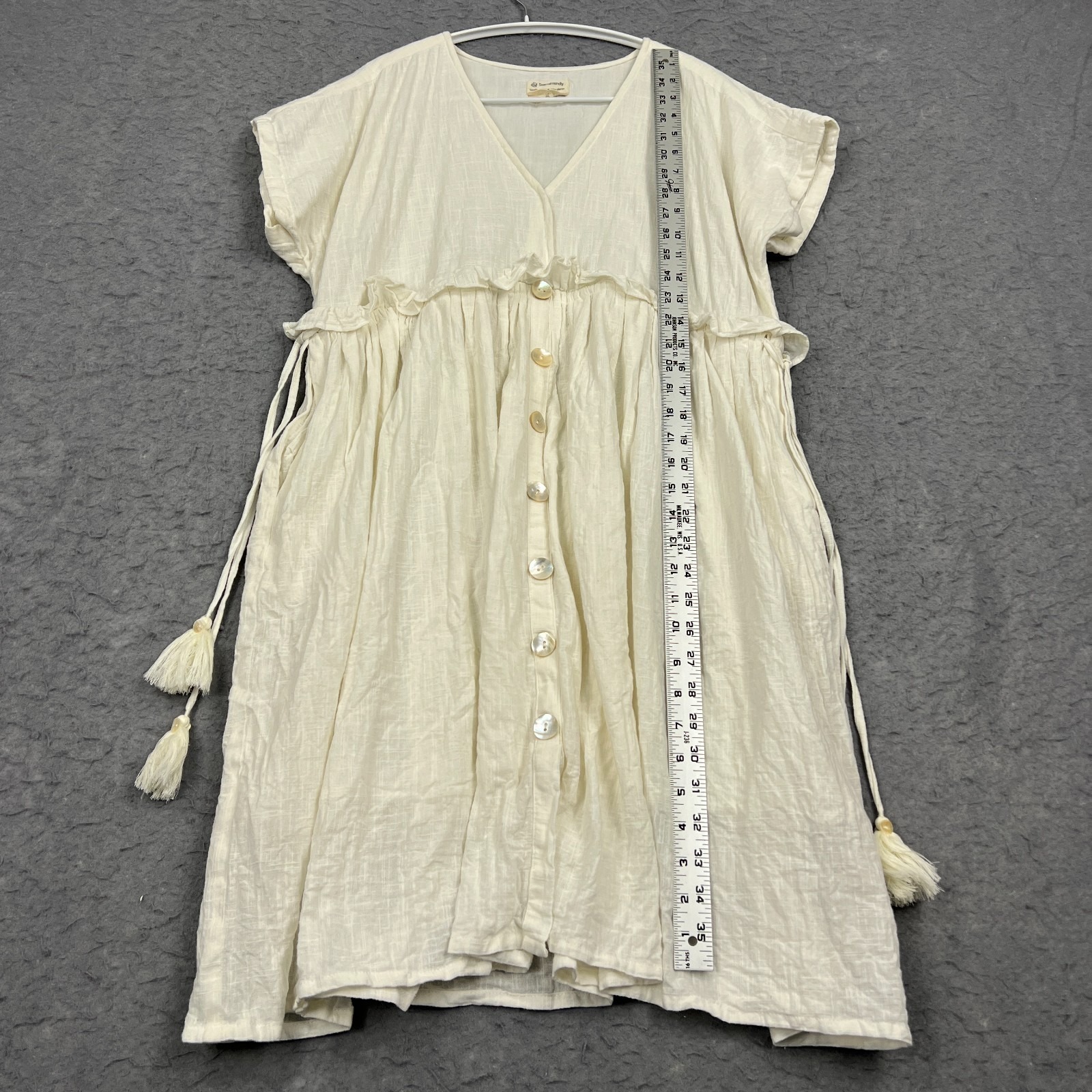 Seamsfriendly Dress Womens 34" Regular Cotton Knee Length Frilled Bohemian Beach — image 3 of 8
